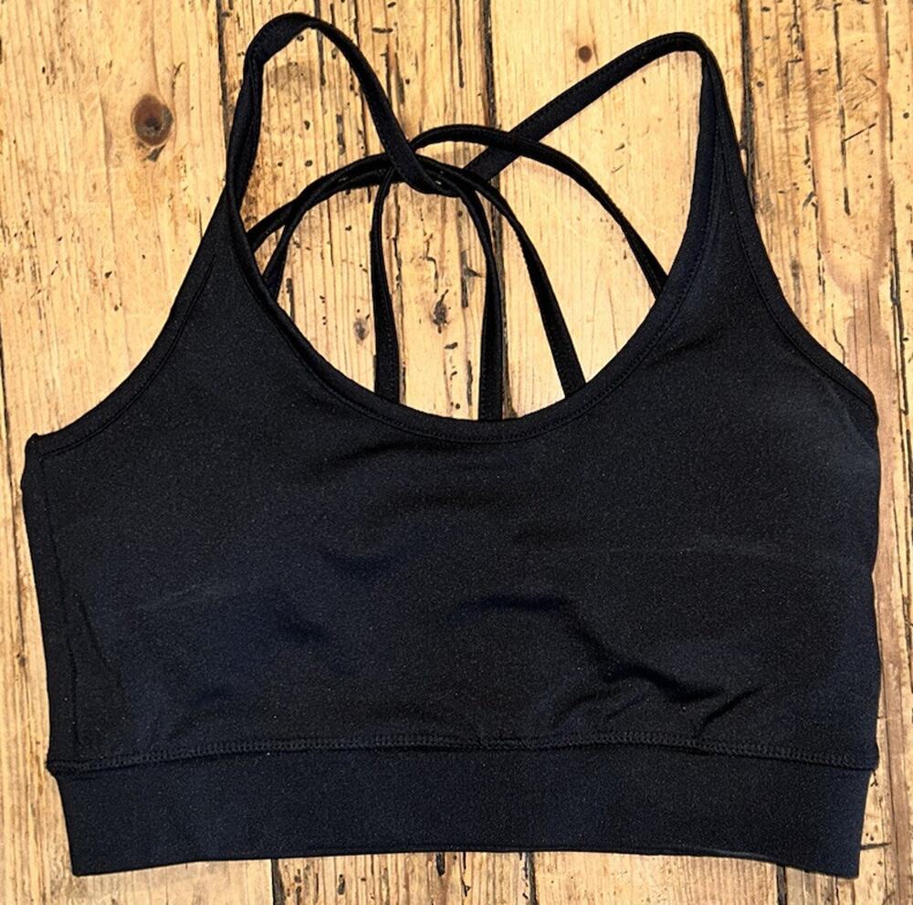 jessica simpson the warm up women’s size M jet black sports bra w/padding